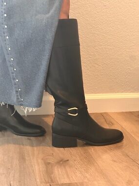 Bandolino Classic Black Women's Tall Riding Boots - size 8 1/2 wide calf